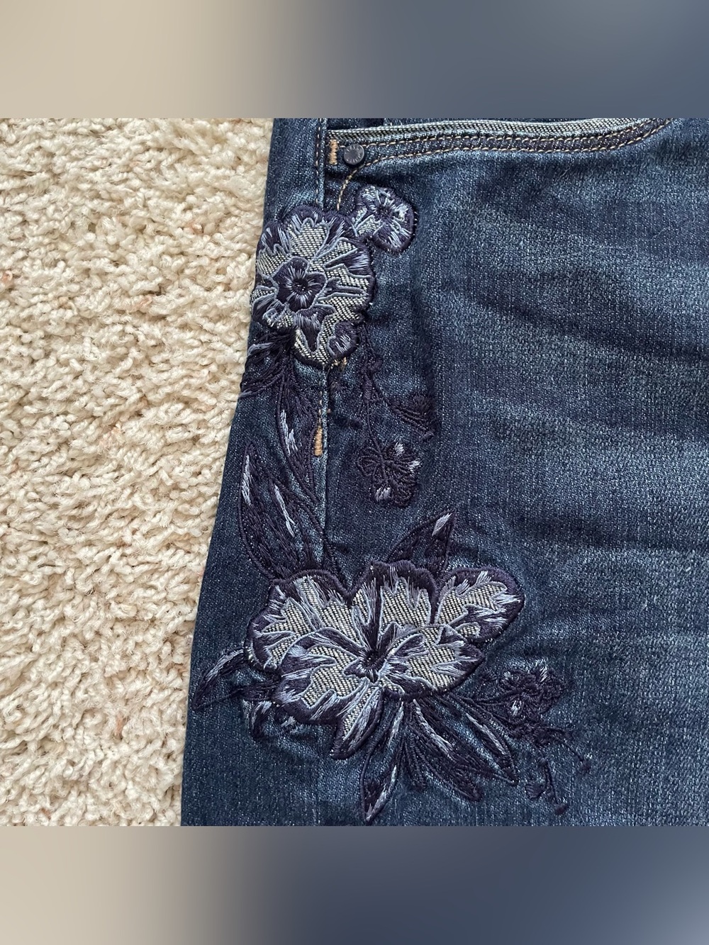 WHBM Embroidered Denim Shorts - Picture 2 of 8